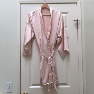 Blush pink satin robe